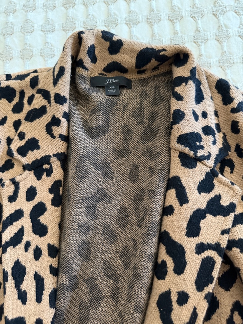 J. Crew Sophie Wool Blend Open-Front Sweater Blazer Animal Print Leopard size XS - Picture 4 of 6